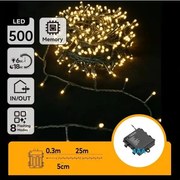 Aigostar - Ghirlandă luminoasă LED pentru exterior, 500 LED-uri, 8 funcții, 4xAA, 25,3 m, alb cald