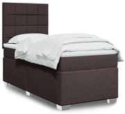 vidaXL Pat box spring cu saltea, maro închis, 90x200 cm, textil