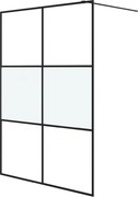 vidaXL Perete cabină duș walk-in negru 140x195 cm sticlă ESG semi-mată