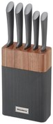 Set cuțite Klausberg KB 7979, 6 piese, Oțel inoxidabil, Suport, Grafit/maro