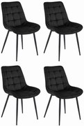 Set Scaune 4 Bucatarie/Dining Joy Negre Catifea