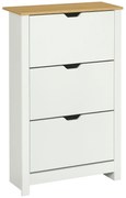 HOMCOM Raft pentru pantofi cu 3 compartimente, capacitate 18 perechi, 72x26x112 cm, alb + maro | Aosom Romania