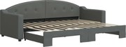vidaXL Pat de zi cu extensie, gri închis, 80x200 cm, textil
