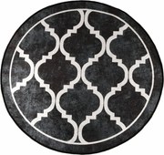 vidaXL Covor lavabil, negru și alb, Ø 120 cm