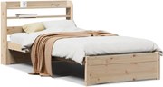 vidaXL Cadru de pat cu tăblie, 75x190 cm, lemn masiv de pin