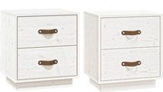 vidaXL Noptiere, 2 buc., alb, 40x34x45 cm, lemn masiv de pin
