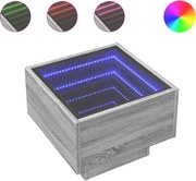 vidaXL Noptieră cu LED infinity, gri sonoma, 40x40x30 cm