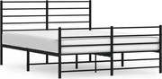 vidaXL Cadru pat metalic cu tăblie de cap/picioare, negru, 135x190 cm