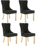 Set de 4 scaune de sufragerie tapițate în catifea, Negru | Aosom Romania