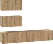 vidaXL Set comodă TV Pe perete 4 pcs Stejar Artizanal Lemn compozit