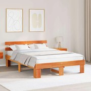 vidaXL Cadru de pat cu headboard Maro 150 x 200 cm Lemn masiv de pin