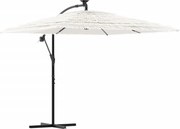 vidaXL Umbrelă soare de grădină stâlp din oțel, alb 246x246x230cm