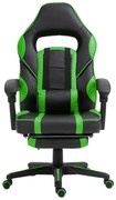 Scaun gaming cu masaj, suport picioare, funcție sezlong, SIG 8069M, Negru/Verde