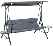Outsunny Balansoar cu 3 scaune de gradina sau balcon cu acoperis si 2 mese de cafea | Aosom Romania