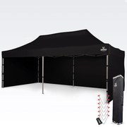 Cort tip foarfecă din aluminiu 4x8 m pentru motosport și depozit - cu 3 pereți - Negru