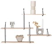 Raft Harlem cu 4 rafturi din lemn natural, cadru negru 99x17,5x62 cm