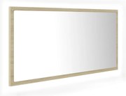 vidaXL Oglindă de baie cu LED, stejar sonoma, 90x8,5x37 cm, acril
