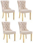 Set de 4 scaune de sufragerie tapițate în catifea, Bej | Aosom Romania