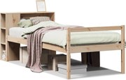 vidaXL Pat cu bibliotecă fără saltea, 75x190 cm, lemn masiv de pin