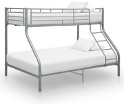 vidaXL Cadru de pat supraetajat, gri, 140 x 200/90 x 200 cm, metal