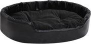 vidaXL Pat pentru câini, negru, 90x79x20 cm, pluș/piele ecologică