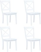 vidaXL Scaune de bucătărie, 4 buc., alb, lemn masiv de hevea