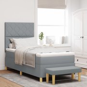 vidaXL Pat cu arcuri cu saltea Gri deschis 90 x 190 cm țesătură