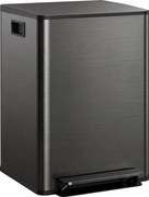 HOMCOM Coș de gunoi de bucătărie 2 compartimente 2 x 30L, oțel inoxidabil, capac cu închidere silențioasă, 47,7x37,5x66,8cm, negru | Aosom Romania