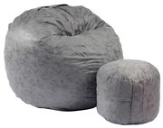 Set Fotoliu Matusalem cu Otoman (suport picioare), Material Textil - Moon Grey