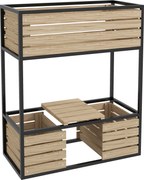 Outsunny Casetă de plantare, scară pentru flori, jardinieră înaltă, rezistentă la intemperii, 3 ghivece, 83 cm x 39 cm x 100 cm, natur + negru | Aosom Romania