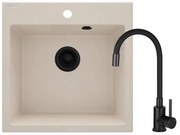Chiuvetă de bucătărie Deante ZQJN5103 EVORA 50x50 cm + baterie de chiuvetă granit/bej