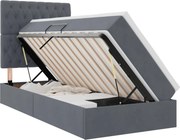vidaXL Pat cu saltea și spațiu de depozitare Gri închis 90 x 190 cm
