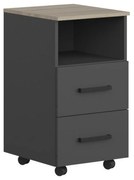 Comoda birou OFFICE NEW, gri antracit/stejar sonoma, PAL, 41x45x73 cm