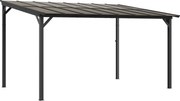 Outsunny Copertină pentru terasă aprox. 3 x 4,3 m copertină de terasă independentă cu acoperiș din policarbonat înclinat pentru montare pe perete Gri închis | Aosom Romania