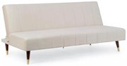 Canapea extensibilă crem din catifea si lemn de Eucalipt cu 3 locuri, 180 cm, Alma Bizzotto