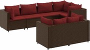 vidaXL Set mobilier de grădină cu perne, 7 piese, maro, poliratan