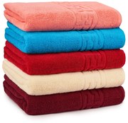 Set 5 Prosoape Baie, Bumbac 100% - Corai Bleu Rosu Crem Visiniu