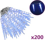vidaXL Luminițe de Crăciun țurțuri 200 LED-uri albastru 20 m PVC acril