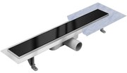 Rigola dus din INOX cu gratar sticla securizata neagra Techman GLASS Black