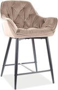 Scaun bar living CHERRY H-2, bej - Bluvel 28/negru mat, stofa catifela