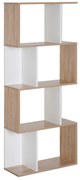 Biblioteca Design Modern 4 rafturi Lemn Natural si Alb, 60x24x148cm HOMCOM | Aosom Romania