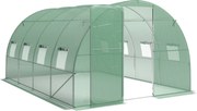 Outsunny Seră tunel pentru grădină 12 m², seră tunel 295x400x200 cm ușă și 8 ferestre, husă PE 140 g/m² verde | Aosom Romania