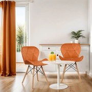 Scaun de bucatarie cu cadru din lemn tapitat cu catifea BUC 241V portocaliu