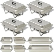 vidaXL Set vase încălzire mâncare, 4 piese, oțel inoxidabil