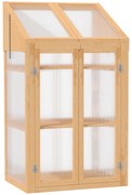 Outsunny Mini-seră, seră mică cu structură din lemn, ferestre și ușă dublă, 3 rafturi, 70L x 50L x 120Î cm, maro | Aosom Romania
