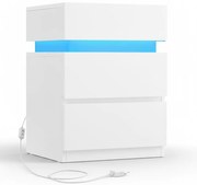 Vasagle Noptieră cu iluminare DAVY, 40x35x55cm, alb