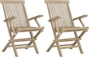 vidaXL Scaune de grădină pliante 2 buc. gri 56x61x89 cm lemn masiv tec