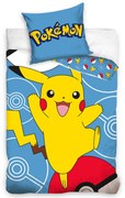 Carbotex Lenjerie de pat pentru copii PokémonPikachu și Pokéball, 140 x 200 cm, 70 x 90 cm