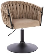 HR750N Scaun Latte din Catifea cu Bază Neagră