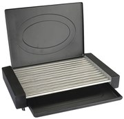 Gratar electric cu capac Rosberg R51015M, 1800W, 35x22 cm, 12 nervuri tubulare, Tava pentru grasime, Negru